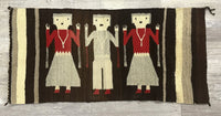 Navajo Rug; Gallup Throw; 3 Navajo People Figures; Two female and one male