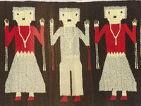 Navajo Rug; Gallup Throw; 3 Navajo People Figures; Two female and one male