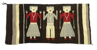 Navajo Rug; Gallup Throw; 3 Navajo People Figures; Two female and one male