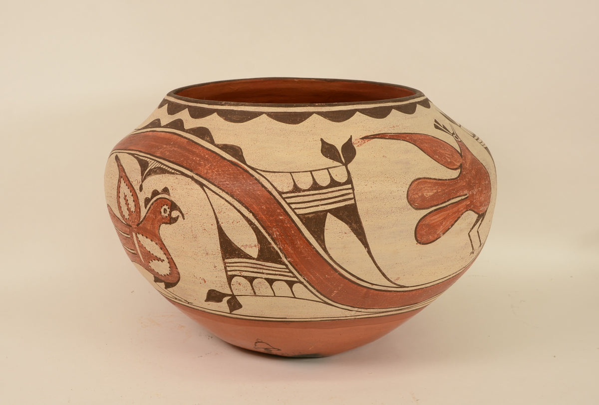 Large Zia Pueblo Rainbird Jar Pottery By Seferina Bell; 17.5"d