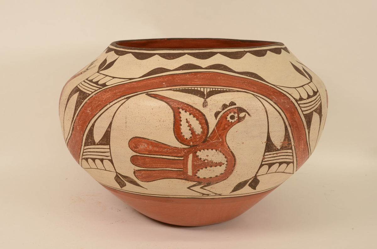Large Zia Pueblo Rainbird Jar Pottery By Seferina Bell; 17.5"d