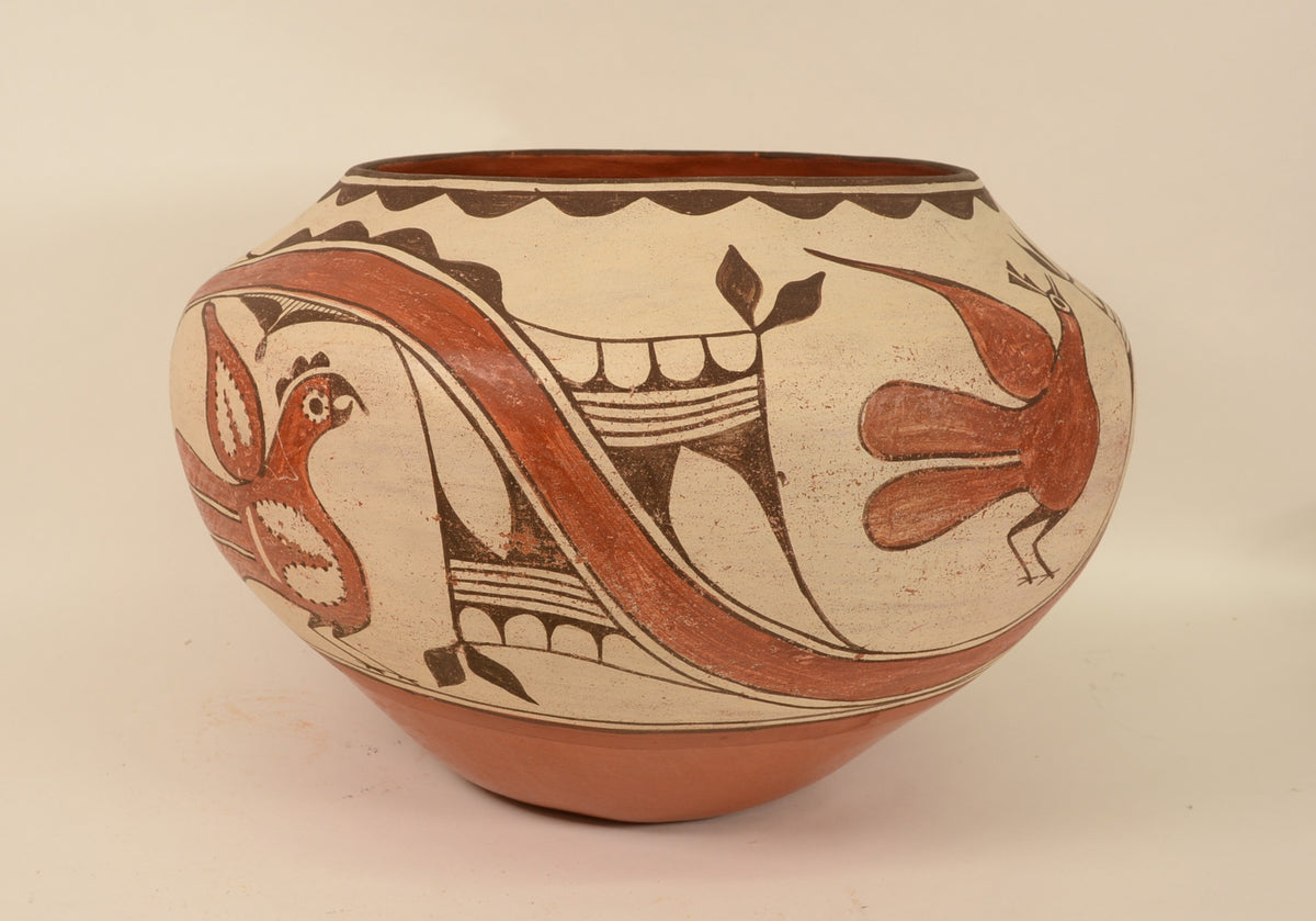Large Zia Pueblo Rainbird Jar Pottery By Seferina Bell; 17.5"d