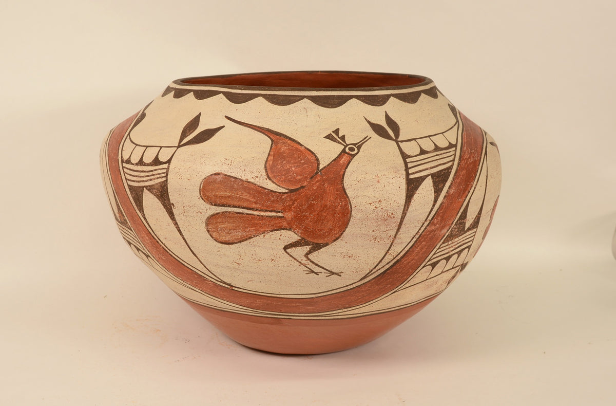 Large Zia Pueblo Rainbird Jar Pottery By Seferina Bell; 17.5"d