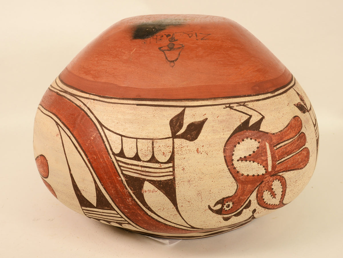 Large Zia Pueblo Rainbird Jar Pottery By Seferina Bell; 17.5"d