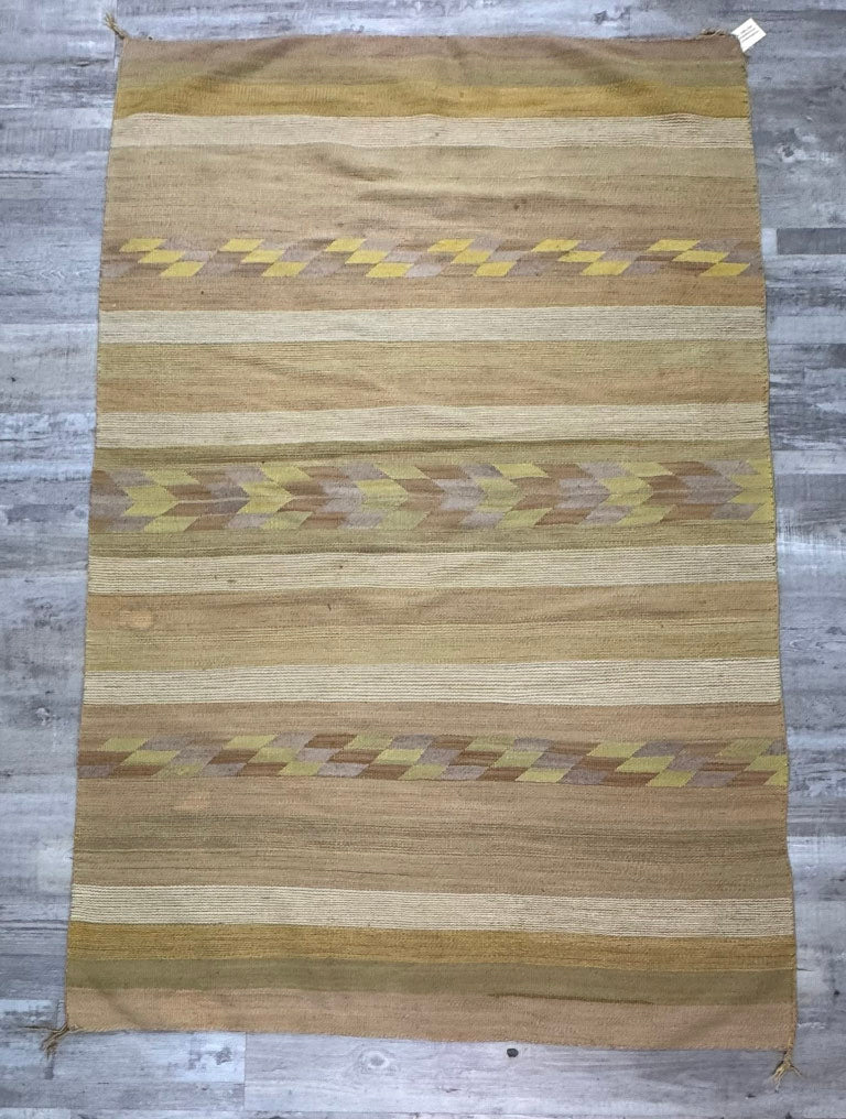 Navajo Classic Revival Banded Chinle Gold Tone Rug