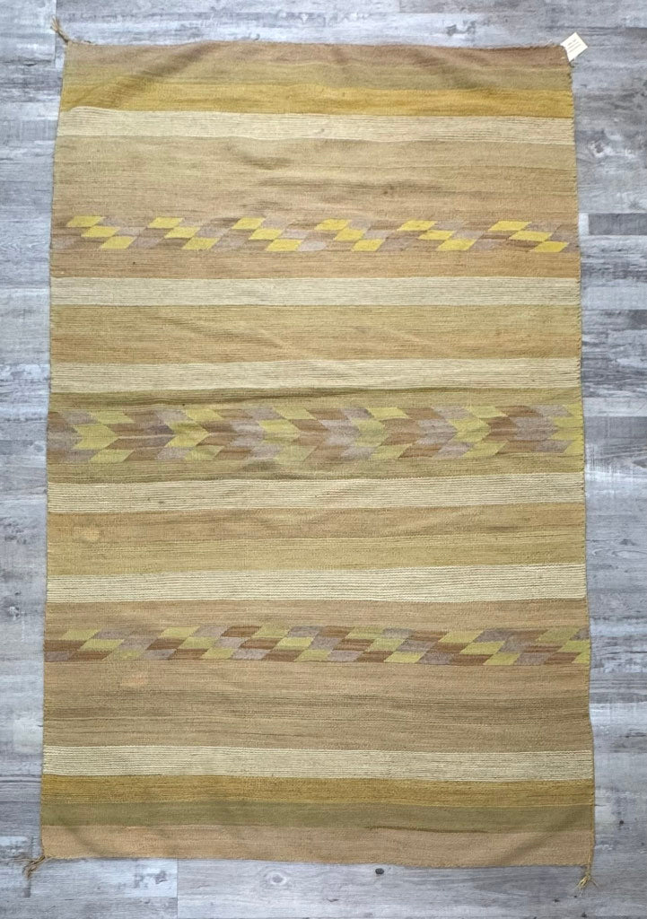 Navajo Classic Revival Banded Chinle Gold Tone Rug