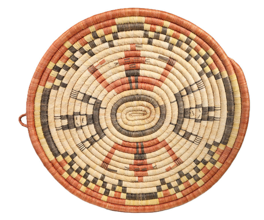 Hopi Coil Basket Tray - Mudheads and Koshare Clowns Pictoria