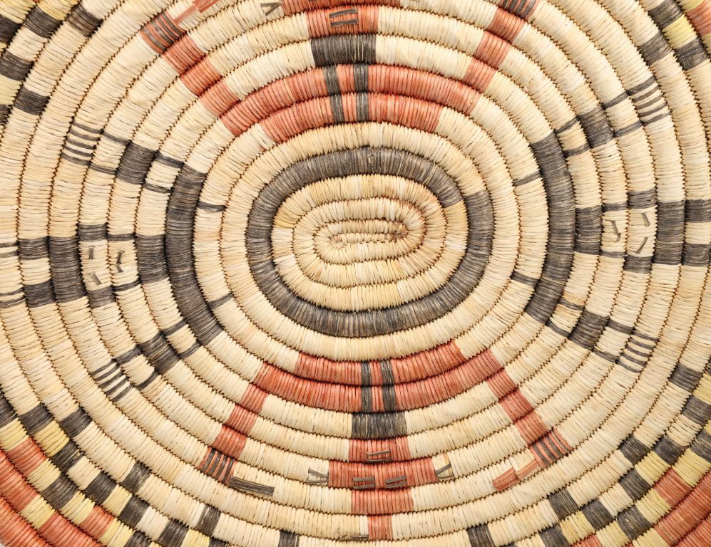 Hopi Coil Basket Tray - Mudheads and Koshare Clowns Pictoria