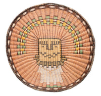Hopi Wicker Tray; Kachina Figure