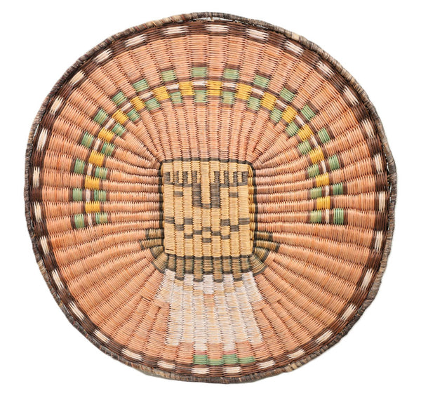 Hopi Wicker Tray; Kachina Figure