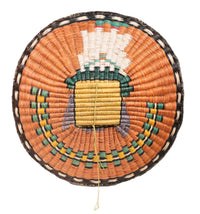 Hopi Wicker Tray; Kachina Figure