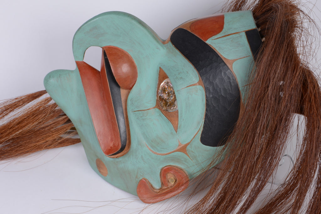 North West Coast First Nations Hawk Mask signed L. White