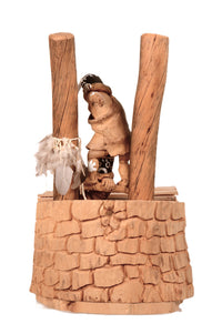 Hopi Pueblo Kiva and Two Kachina Dolls