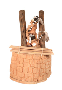 Hopi Pueblo Kiva and Two Kachina Dolls