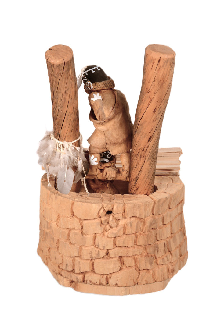 Hopi Pueblo Kiva and Two Kachina Dolls