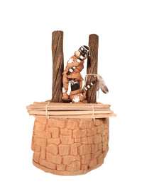 Hopi Pueblo Kiva and Two Kachina Dolls