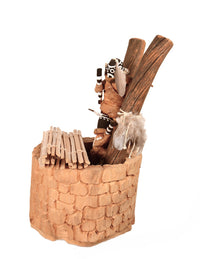 Hopi Pueblo Kiva and Two Kachina Dolls