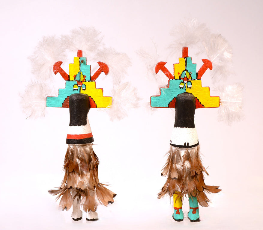 Hopi Pueblo Shalako Male and Female Kachina Dolls Pair
