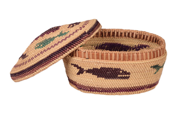 Makah Neah Bay Washington Lidded Basket