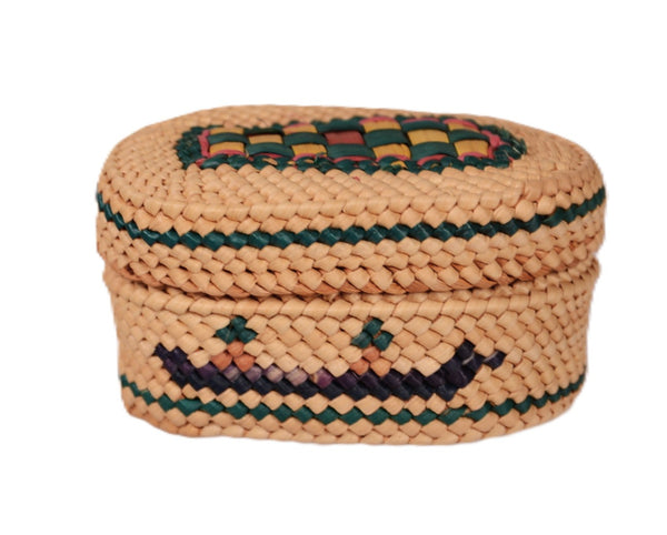 Makah Neah Bay Washington Lidded Oval Basket