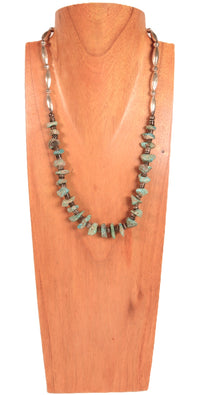 Navajo Sterling Silver Natural Nugget Turquoise and Heishi Beads Necklace