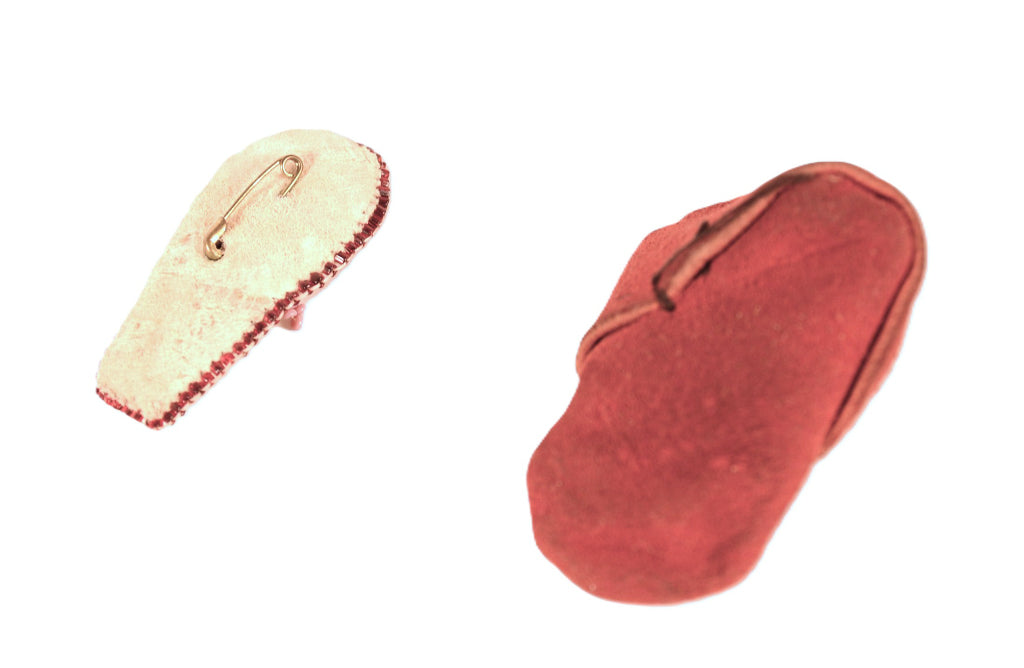 Plains Red Moccasin and a Papoose Pin Set of 2