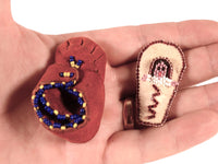 Plains Red Moccasin and a Papoose Pin Set of 2