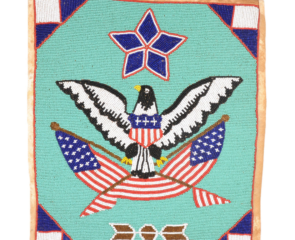 Plateau Flag Pictorial Beaded Pouch