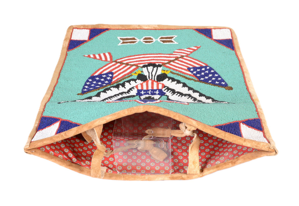 Plateau Flag Pictorial Beaded Pouch