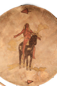 Plains Painted Drum Indian on Horseback with Drum Stick