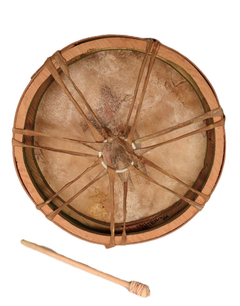 Plains Painted Drum Indian on Horseback with Drum Stick