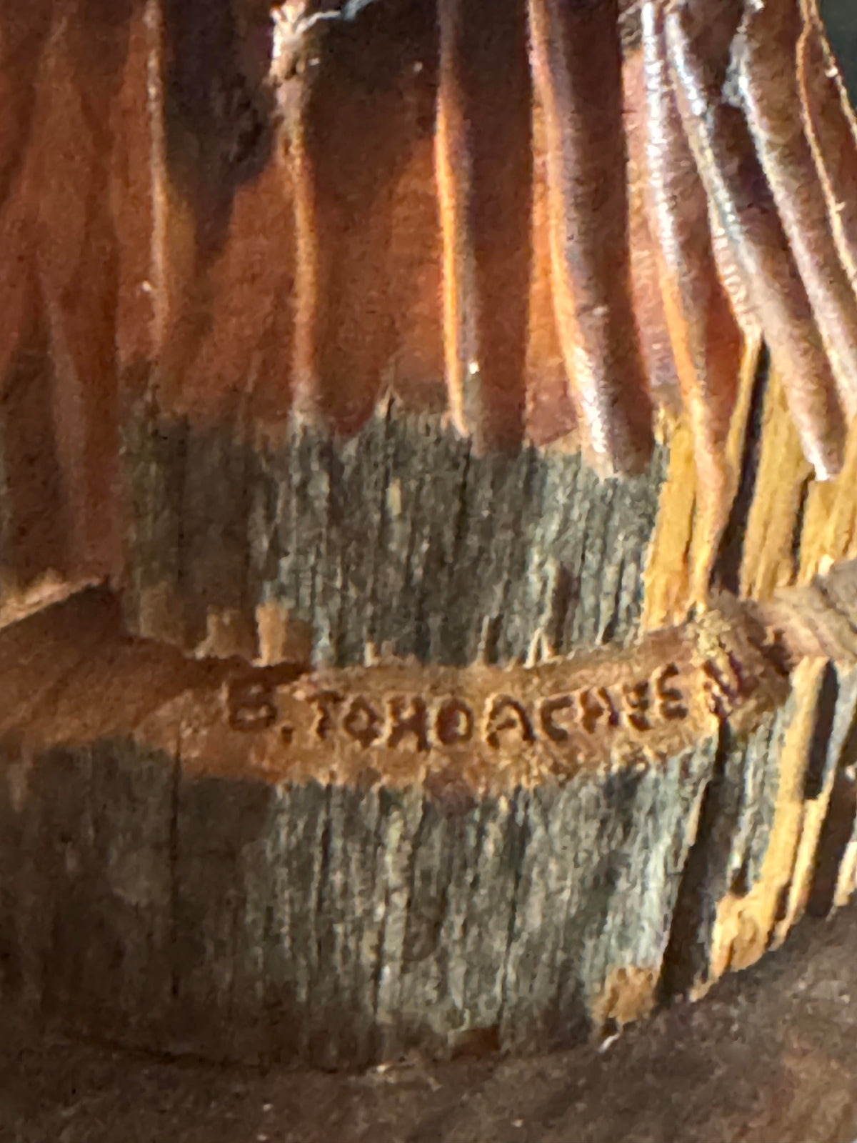 Navajo Wood Sculpture By Bernett Tohdacheeny