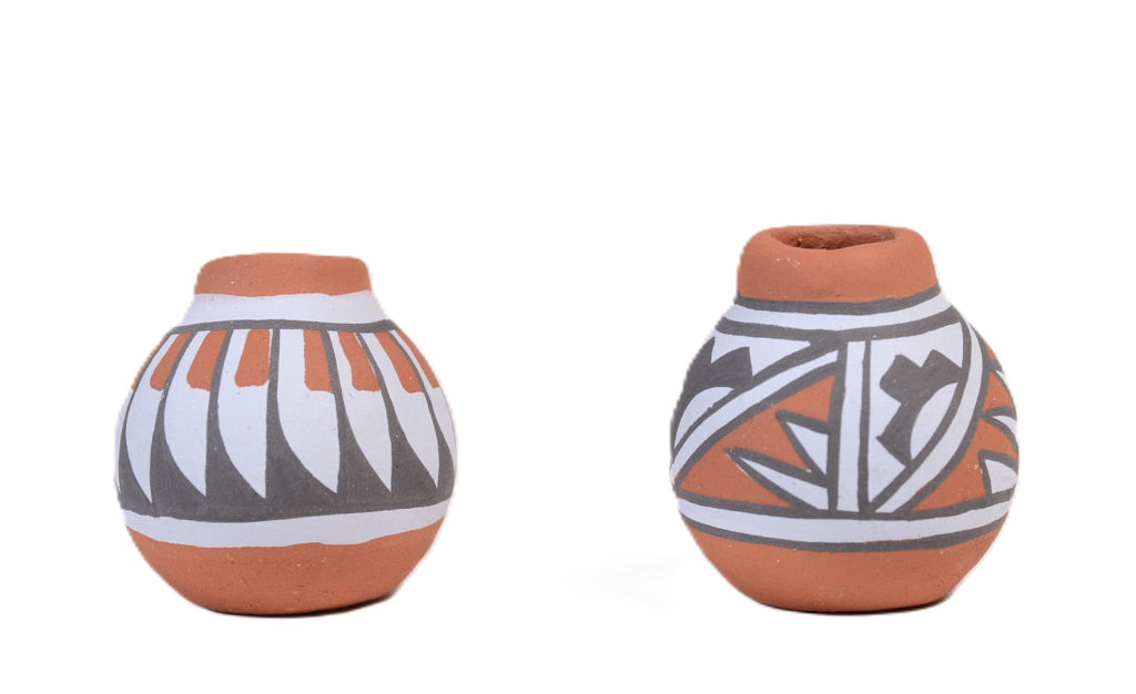 Jemez Pueblo Miniature Pottery By Mary Small Pair of 2