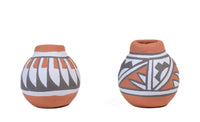 Jemez Pueblo Miniature Pottery By Mary Small Pair of 2