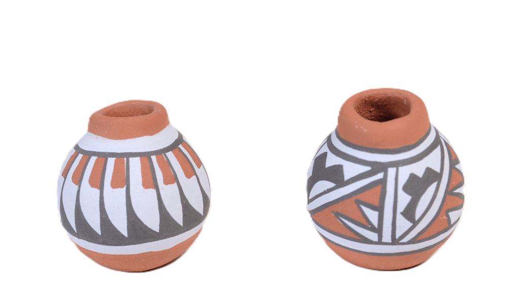 Jemez Pueblo Miniature Pottery By Mary Small Pair of 2