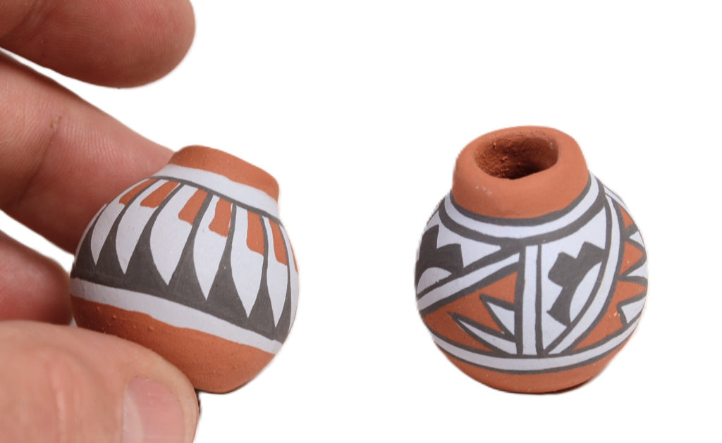 Jemez Pueblo Miniature Pottery By Mary Small Pair of 2