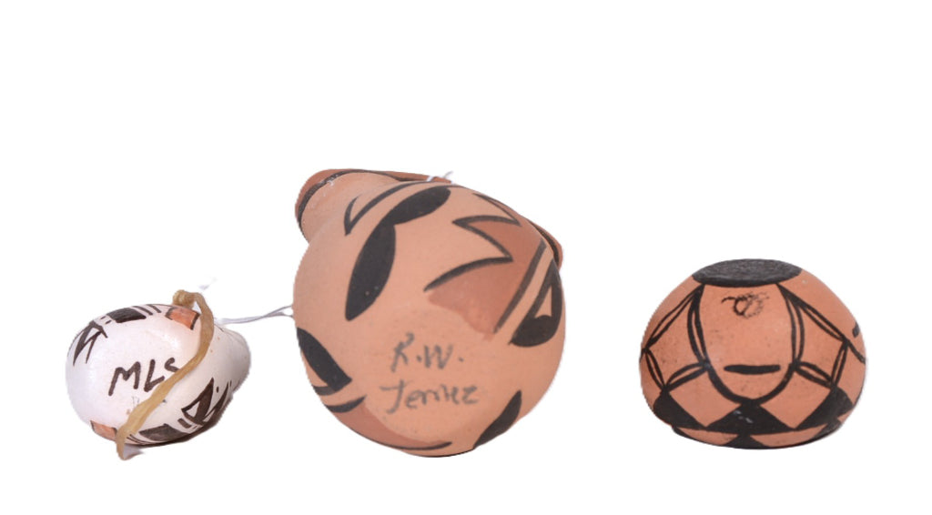 Jemez Pueblo Pottery Pair + Acoma Pueblo Miniature Wedding Jar Set of 3