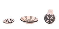 Acoma Pueblo Black and White 2 Plates and 1 Jar Pottery Set of 3