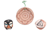 Jemez Pueblo Plate, Miniature Seed Jar and Drum Set of 3