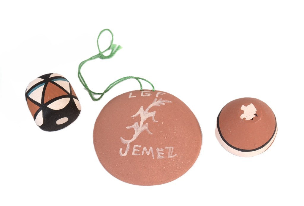 Jemez Pueblo Plate, Miniature Seed Jar and Drum Set of 3
