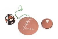 Jemez Pueblo Plate, Miniature Seed Jar and Drum Set of 3