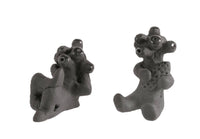 Santa Clara Pueblo Pair of Mudheads Black Pottery By Dorothy and Paul