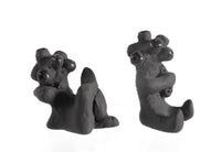 Santa Clara Pueblo Pair of Mudheads Black Pottery By Dorothy and Paul