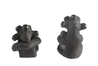 Santa Clara Pueblo Pair of Mudheads Black Pottery By Dorothy and Paul