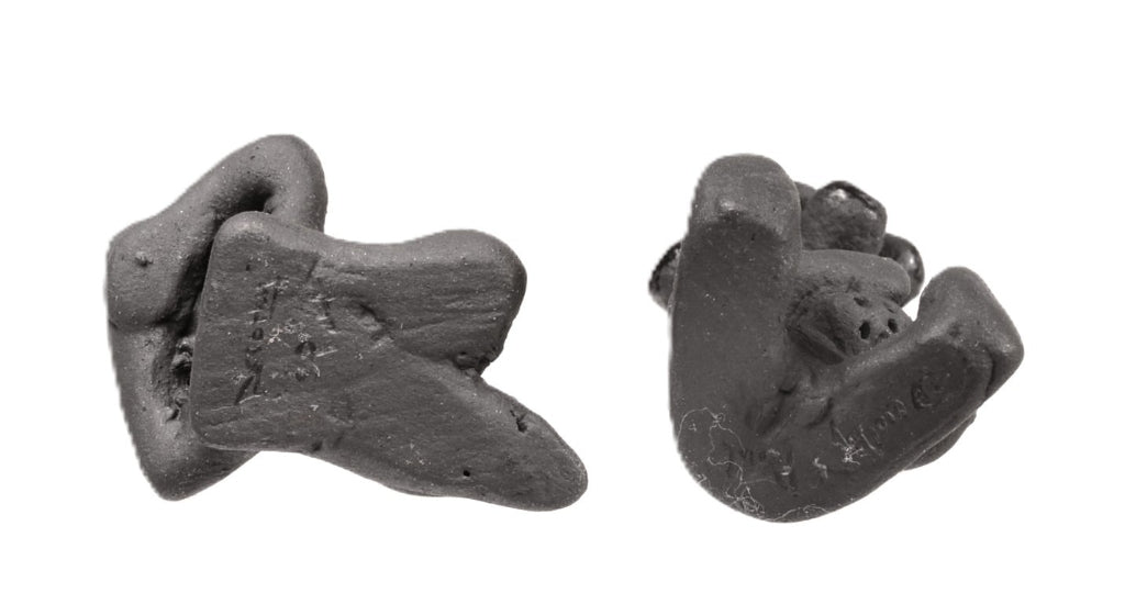 Santa Clara Pueblo Pair of Mudheads Black Pottery By Dorothy and Paul