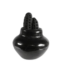Santa Clara Pueblo Small Pot with Corn Black Pottery By Dorothy and Paul