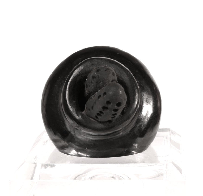 Santa Clara Pueblo Small Pot with Corn Black Pottery By Dorothy and Paul