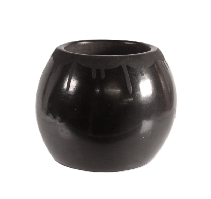 Santa Clara Pueblo Small Pot Black Pottery By Myra Sisnares