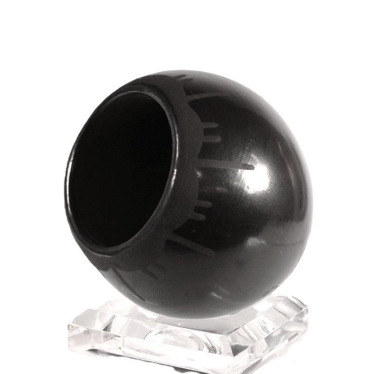 Santa Clara Pueblo Small Pot Black Pottery By Myra Sisnares