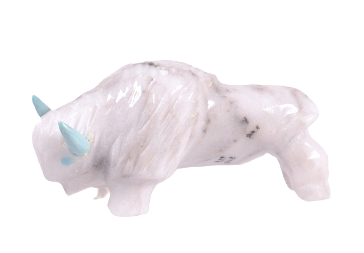 Zuni White Marble Bison Fetish
